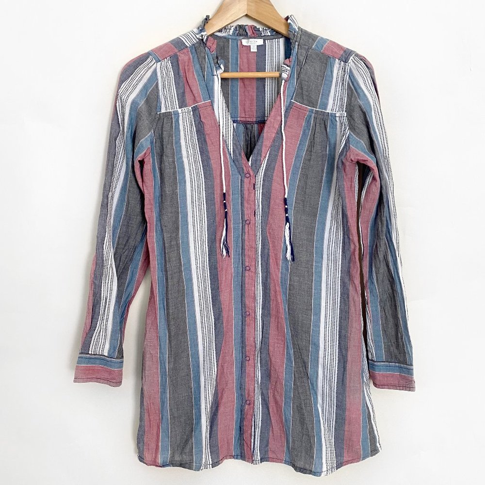 Tavik Striped Long Sleeve Tunic Beach Cover Up Size XS